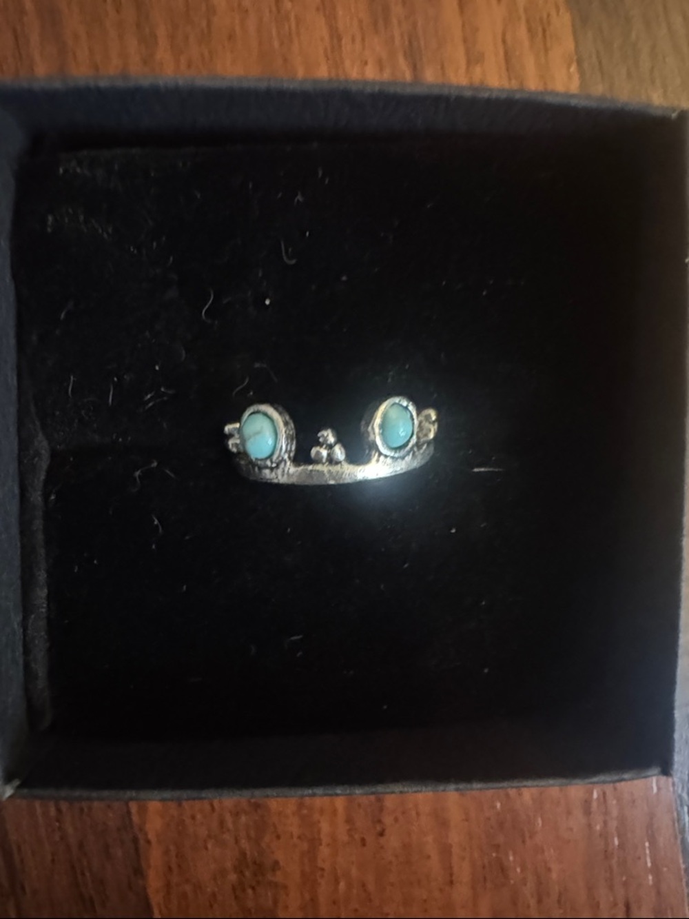 Turquoise Accent Silver Crown Ring